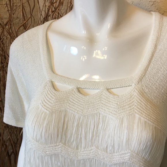 Chico’s • ecru ribbon sweater Sz 1 / M / 8 - Picture 2 of 7